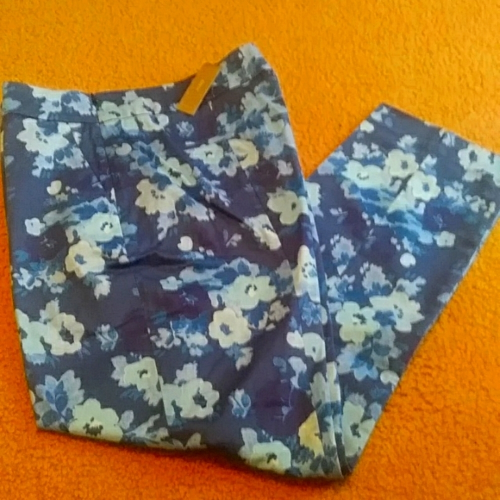 J.Crew blue floral pant